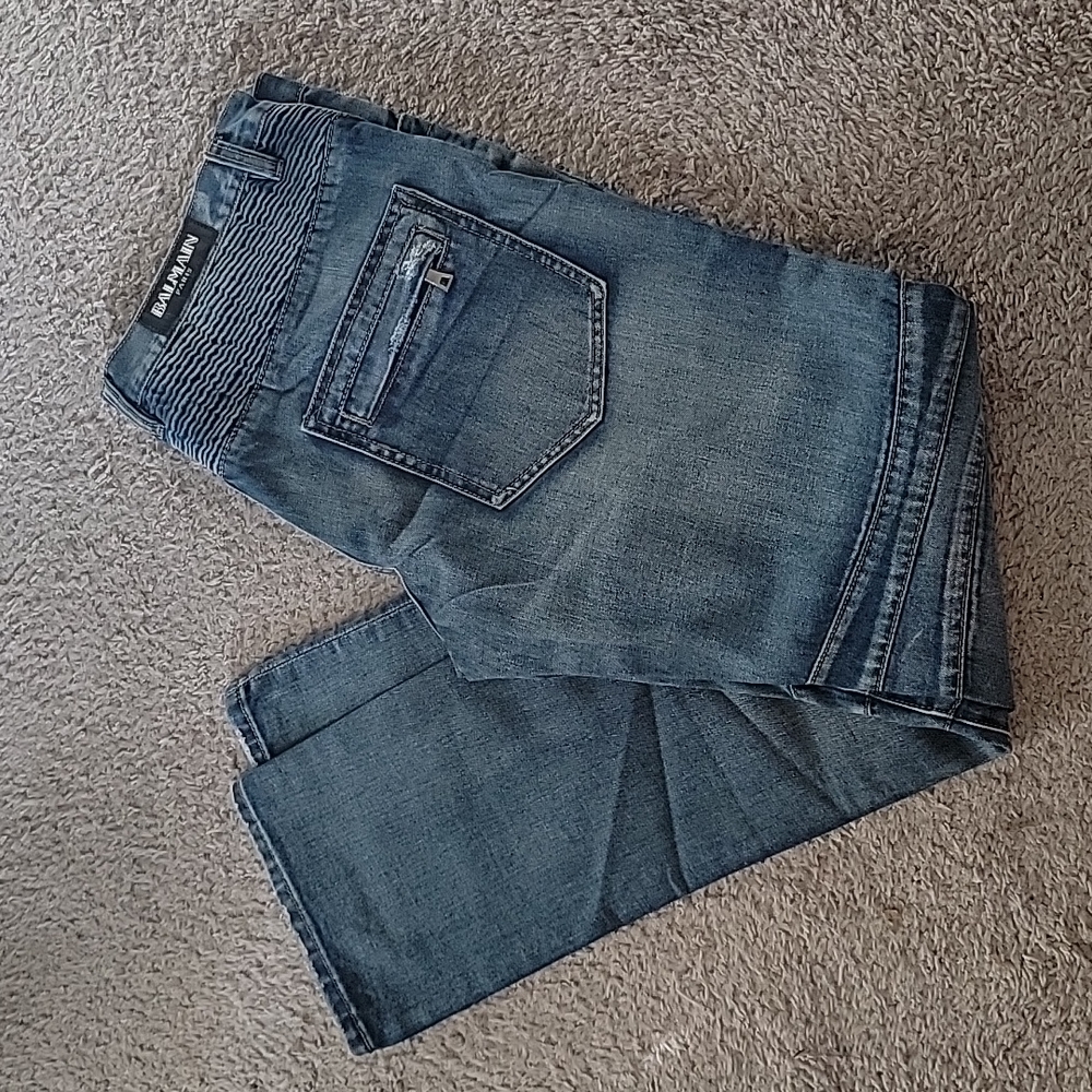 Balmain distressed biker jean